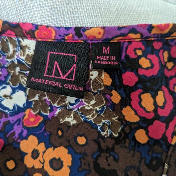 [Material Girl] Floral Zipper Front Racerback Tank - M - Picture 6 of 6